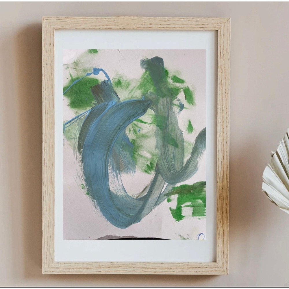 OMAN Emerald Flow Original Abstract Painting 11x14 Green Monochromatic Wall Art